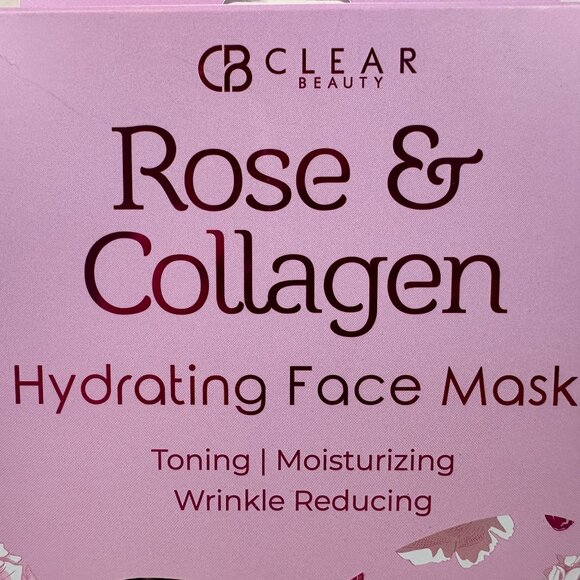 Clear Beauty Rose & Collagen Hydrating Face Mask Toning & Wrinkle Reducing NEW - Picture 2 of 6